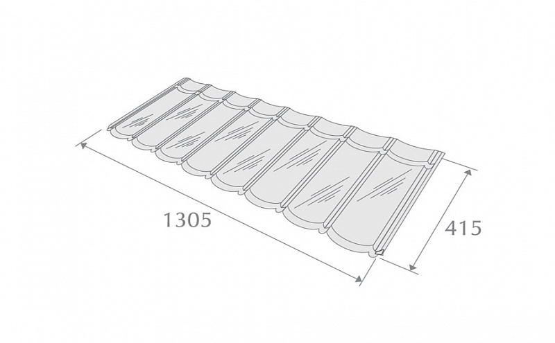 Композитная черепица METROTILE Мистраль серый,1305*415 мм